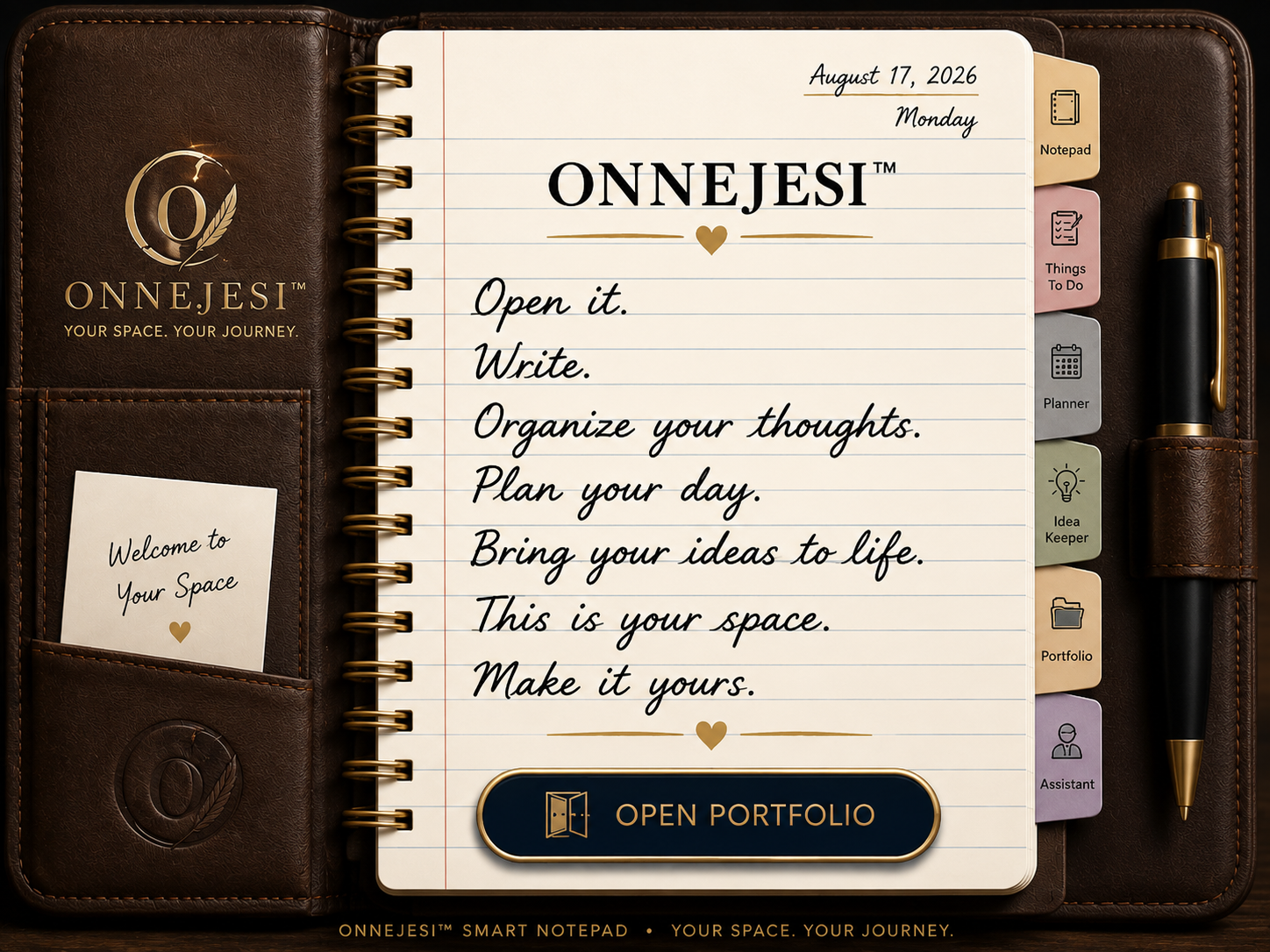 ONNEJESI portfolio opening screen